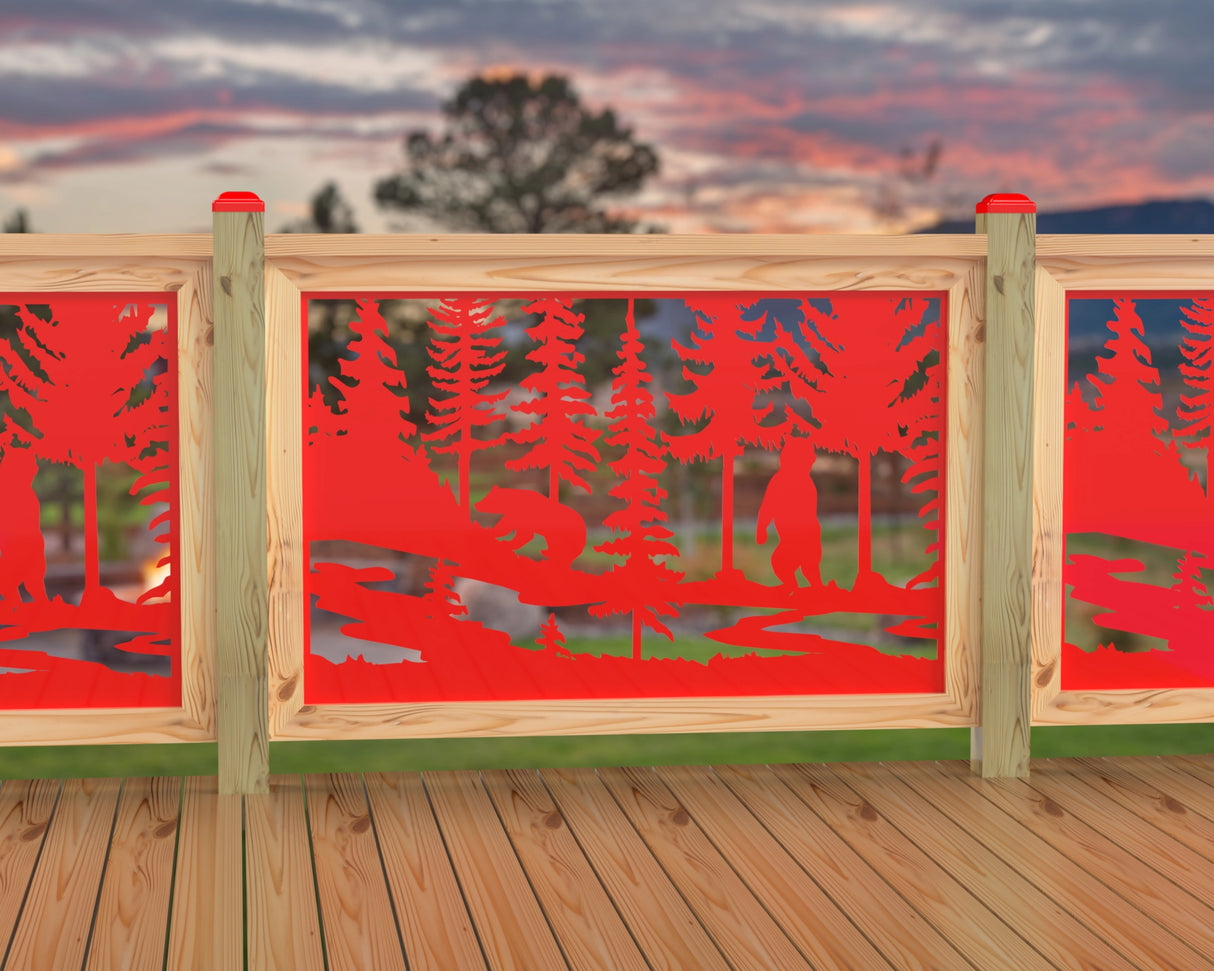 47"x30" - Bear Landscape Fence/Gate Panel Insert - Scene 2