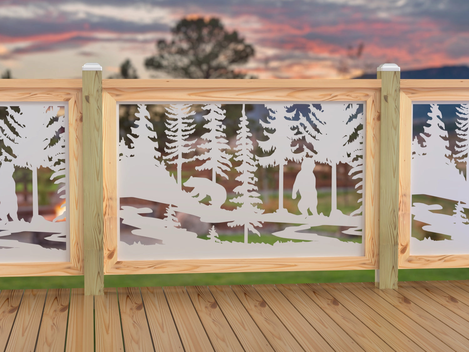 47"x30" - Bear Landscape Fence/Gate Panel Insert - Variation 2 - Madison Iron and Wood