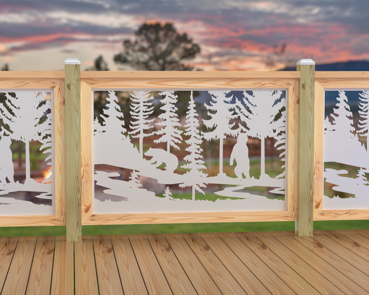 47"x30" - Bear Landscape Fence/Gate Panel Insert - Scene 2