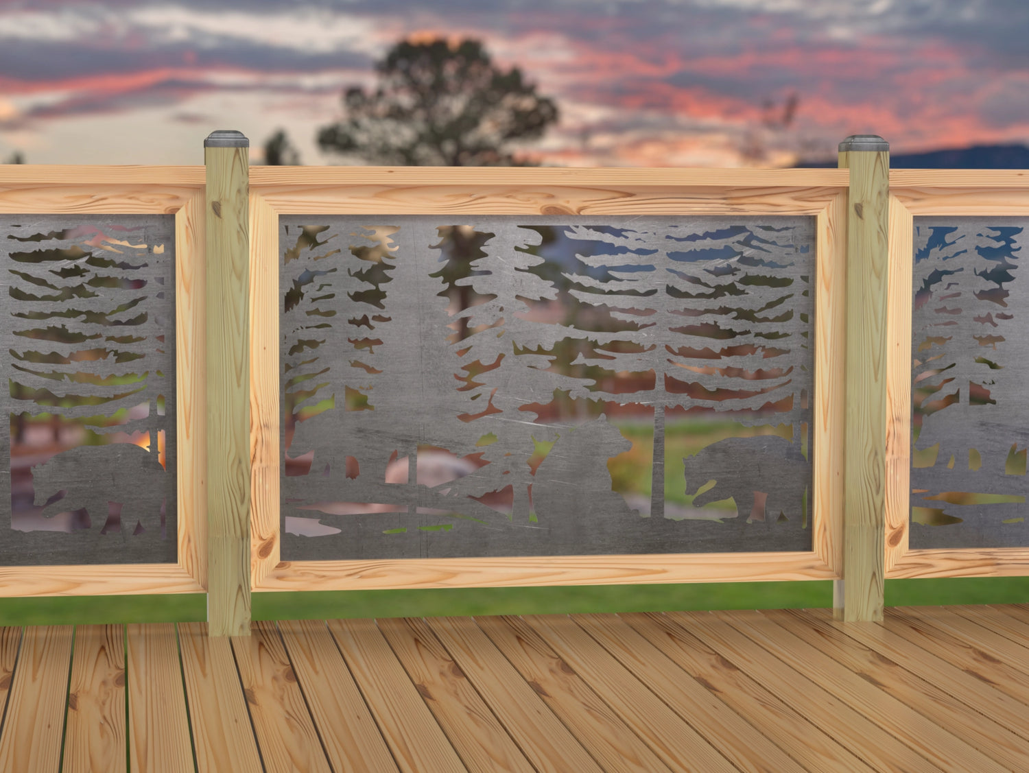 47"x30" - Bear Landscape Fence/Gate Panel Insert - Variation 3 - Madison Iron and Wood