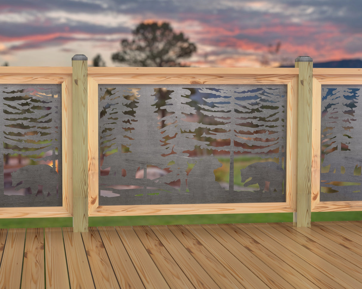 47"x30" - Bear Landscape Fence/Gate Panel Insert - Scene 3