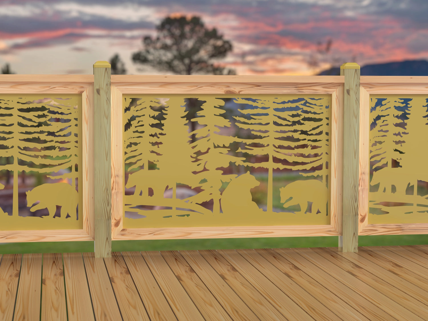 47"x30" - Bear Landscape Fence/Gate Panel Insert - Variation 3 - Madison Iron and Wood