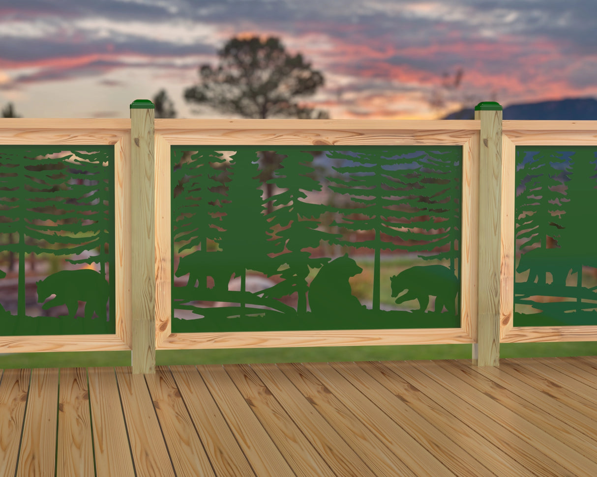 47"x30" - Bear Landscape Fence/Gate Panel Insert - Scene 3