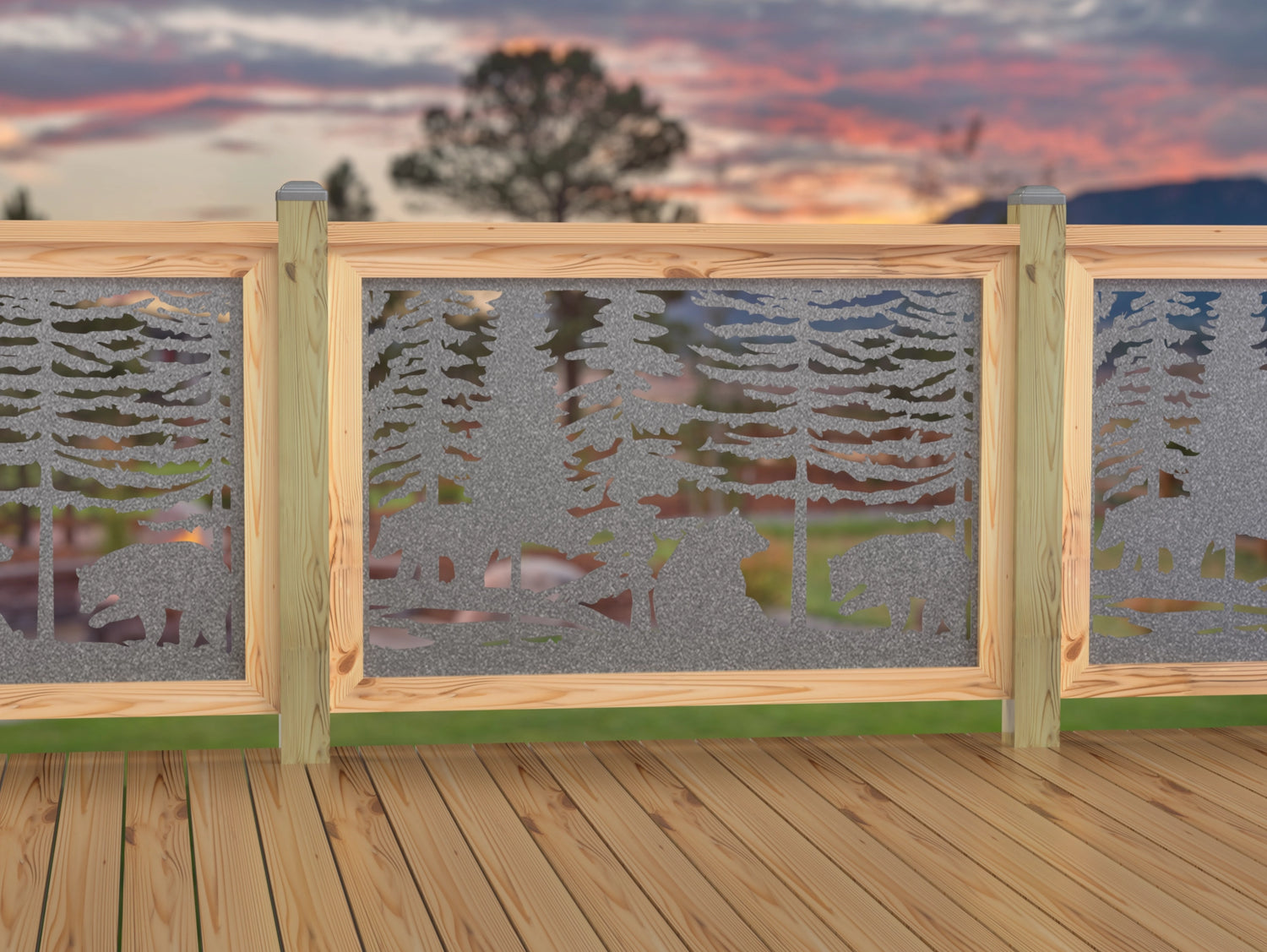 47"x30" - Bear Landscape Fence/Gate Panel Insert - Variation 3 - Madison Iron and Wood