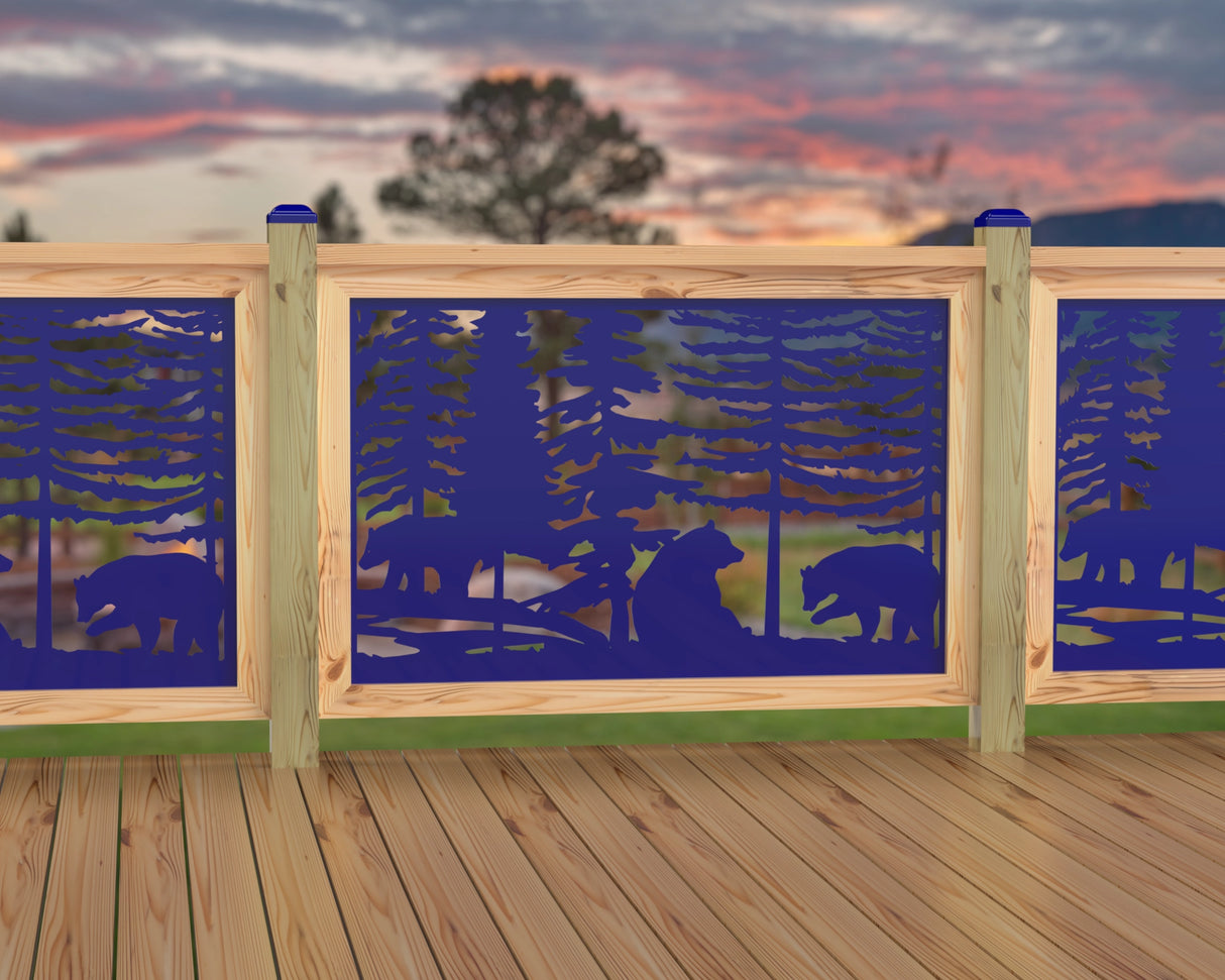 47"x30" - Bear Landscape Fence/Gate Panel Insert - Scene 3