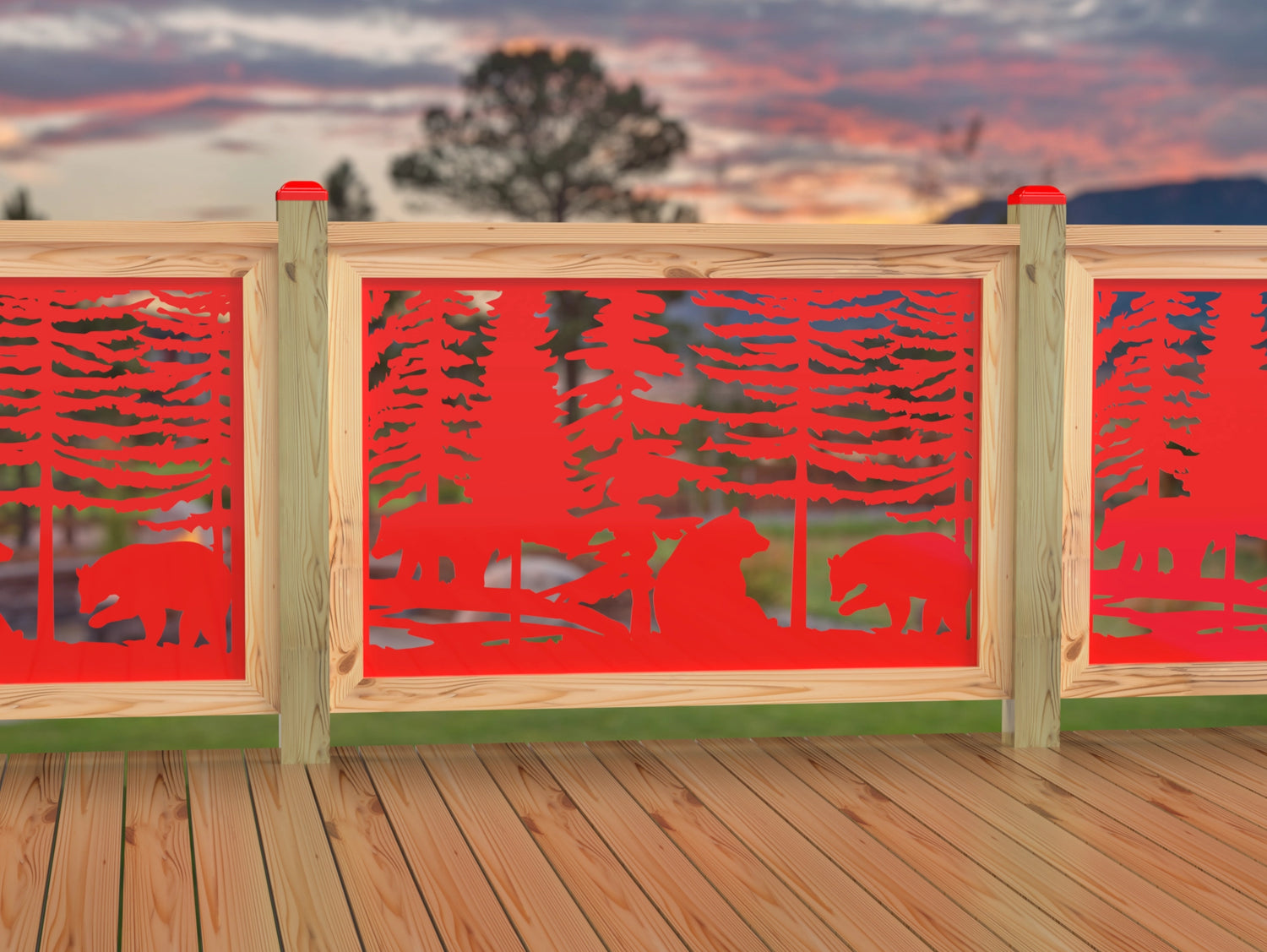 47"x30" - Bear Landscape Fence/Gate Panel Insert - Variation 3 - Madison Iron and Wood