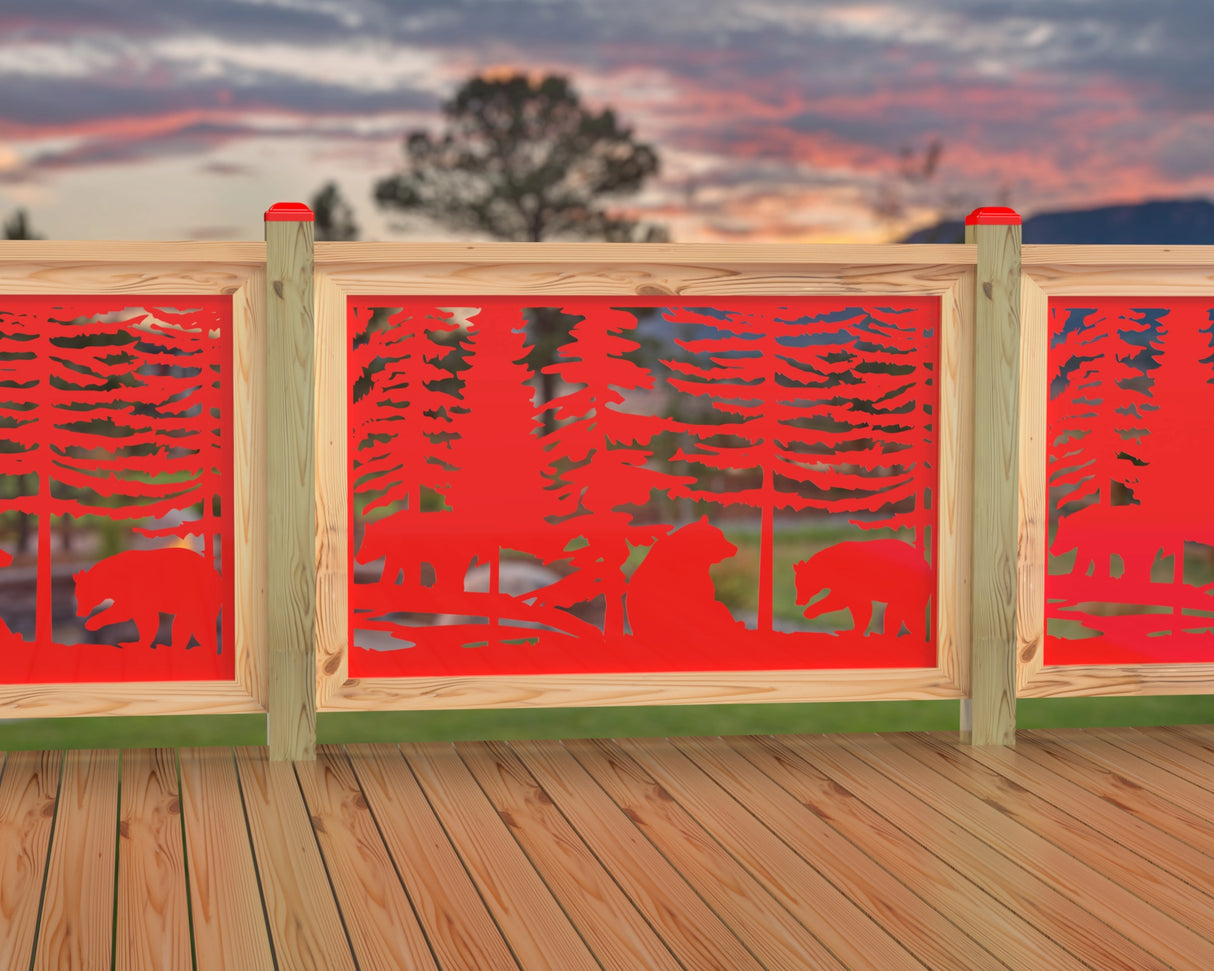 47"x30" - Bear Landscape Fence/Gate Panel Insert - Scene 3