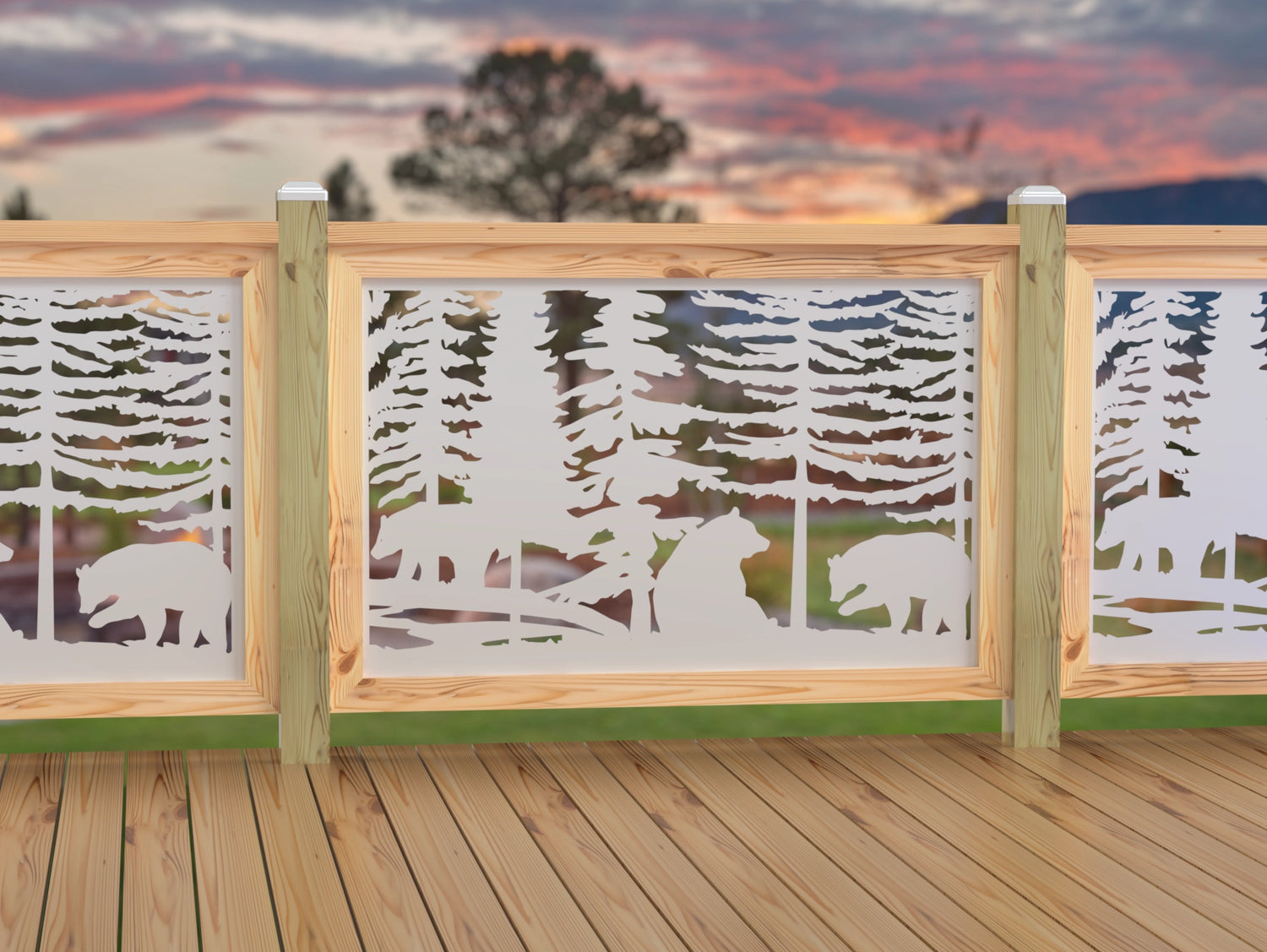 47"x30" - Bear Landscape Fence/Gate Panel Insert - Variation 3 - Madison Iron and Wood