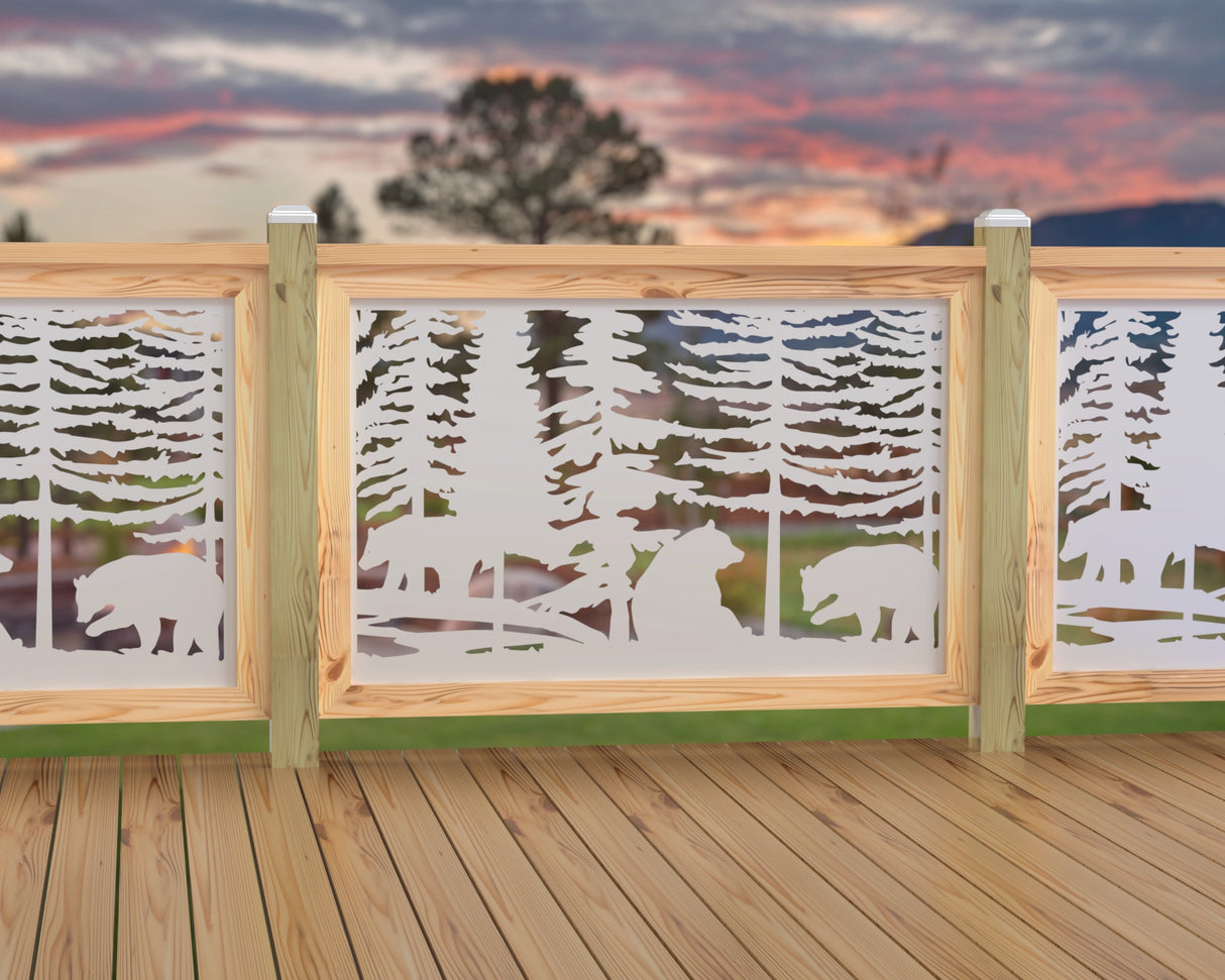 47"x30" - Bear Landscape Fence/Gate Panel Insert - Scene 3
