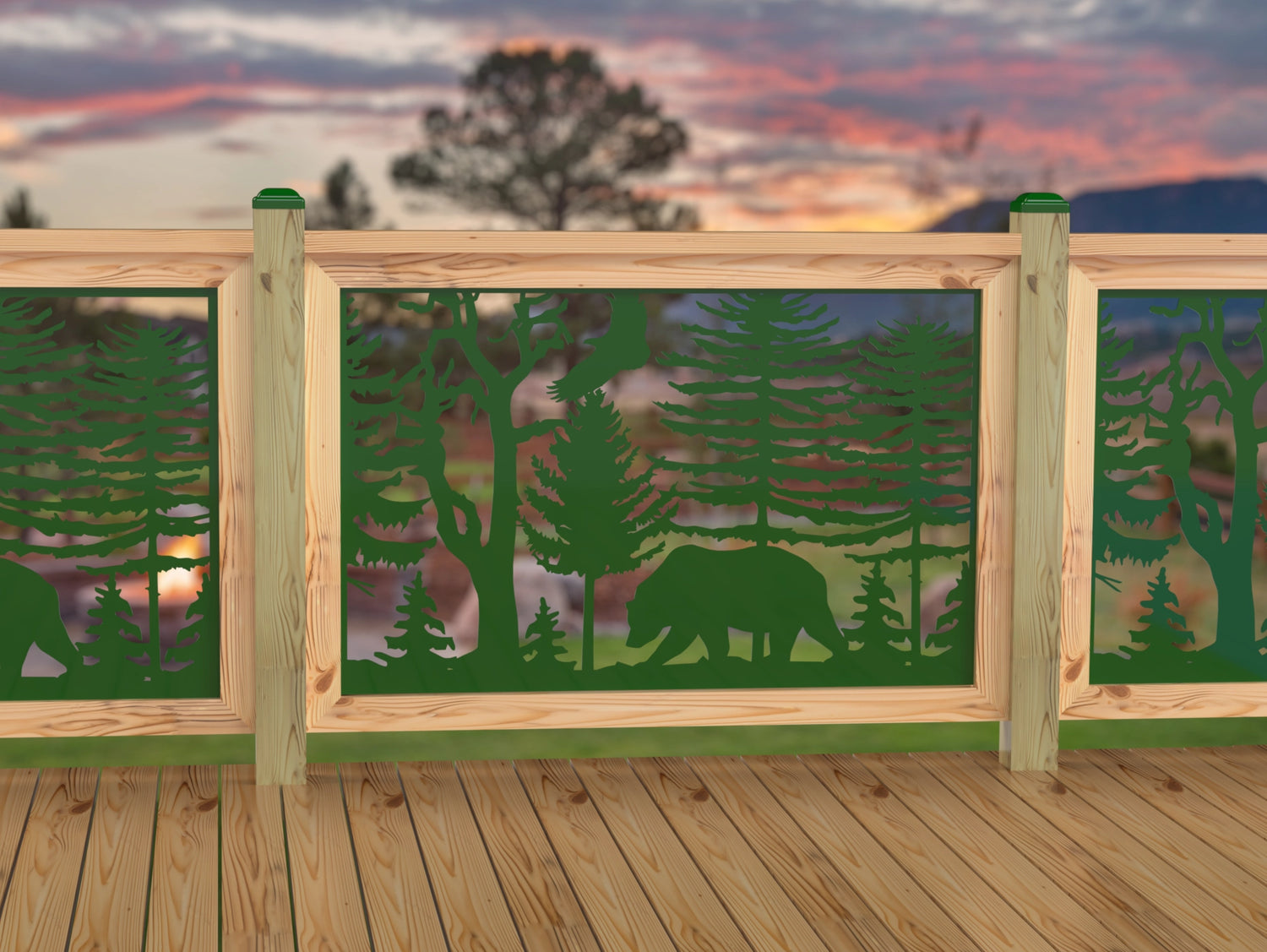 47"x30" - Bear Landscape Fence/Gate Panel Insert - Variation 4 - Madison Iron and Wood