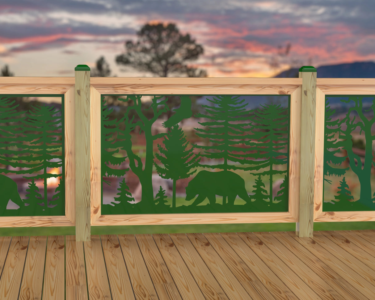 47"x30" - Bear Landscape Fence/Gate Panel Insert - Scene 4