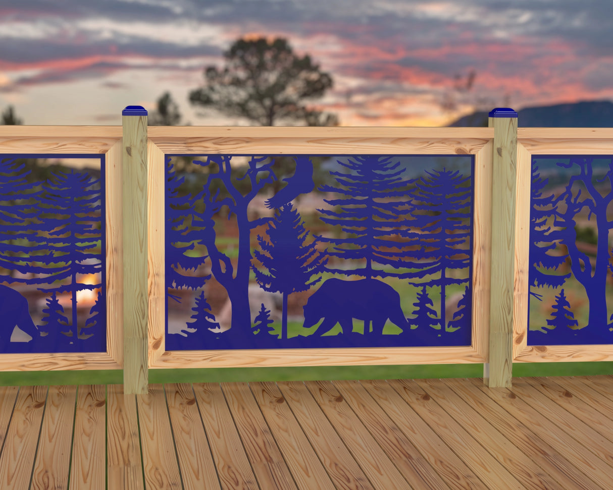 47"x30" - Bear Landscape Fence/Gate Panel Insert - Scene 4
