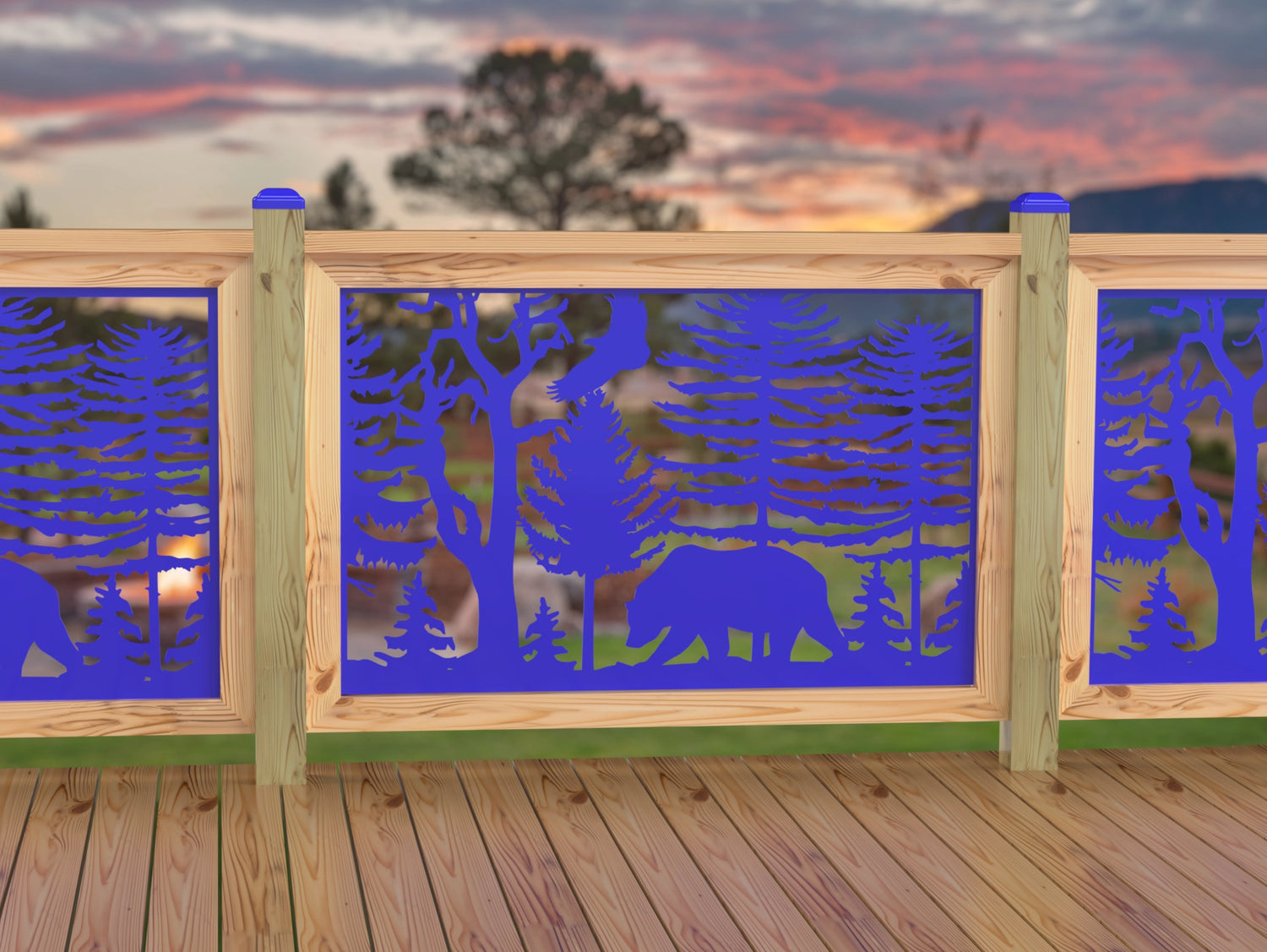 47"x30" - Bear Landscape Fence/Gate Panel Insert - Variation 4 - Madison Iron and Wood