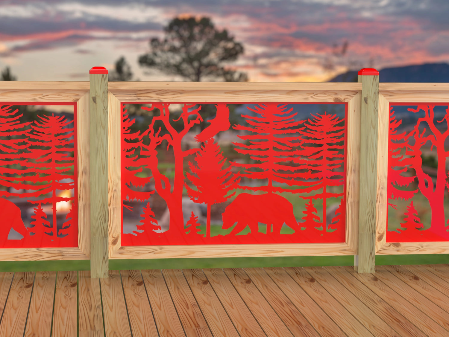 47"x30" - Bear Landscape Fence/Gate Panel Insert - Variation 4 - Madison Iron and Wood