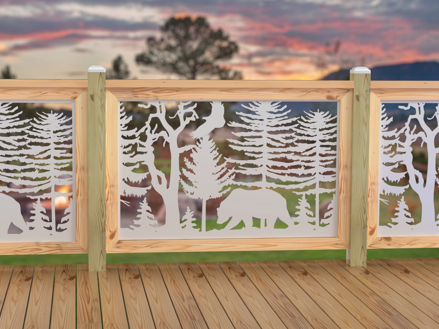 47"x30" - Bear Landscape Fence/Gate Panel Insert - Variation 4 - Madison Iron and Wood