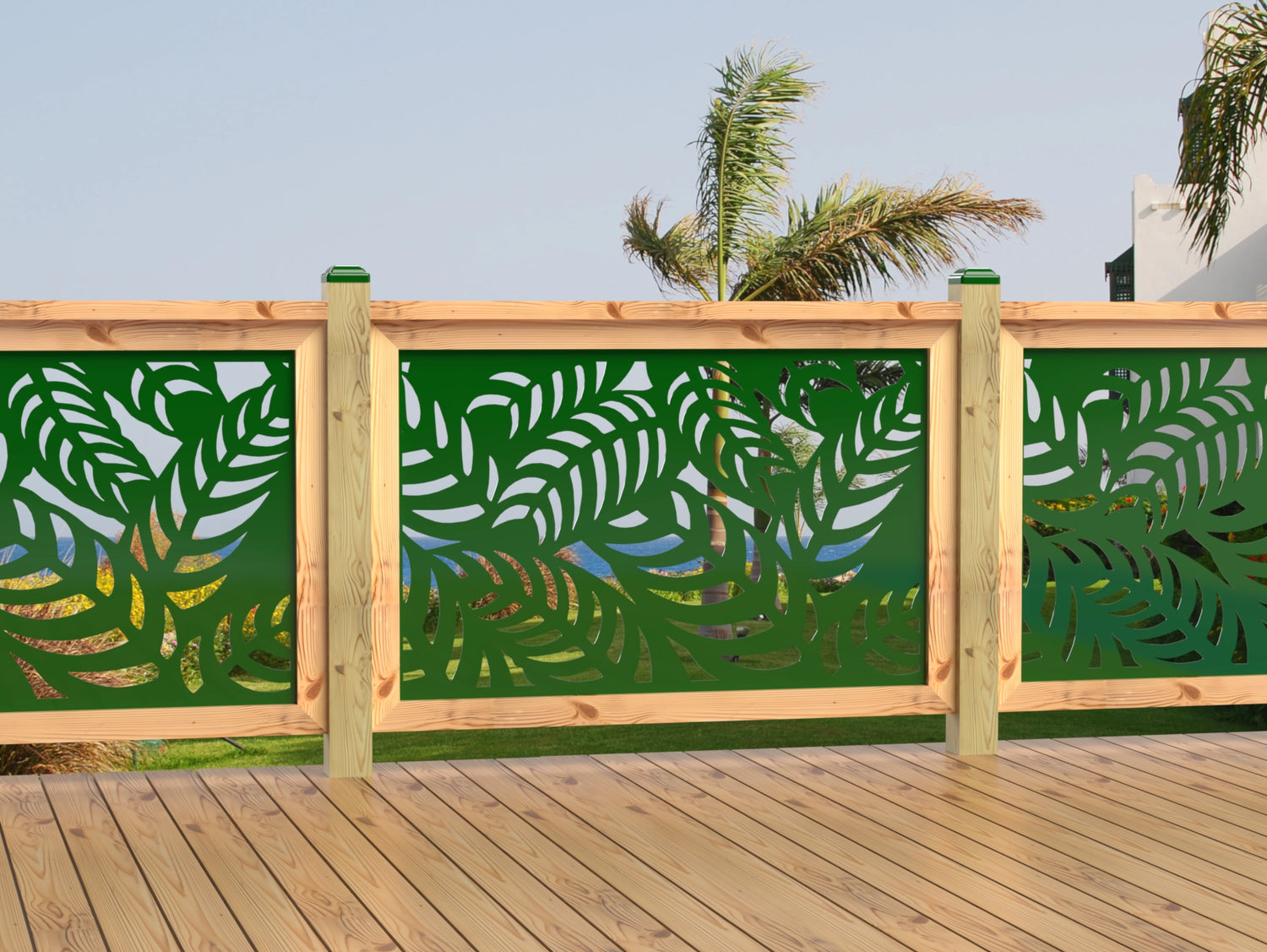 47"x30" - Budding Palm Leaf Pattern Fence/Gate Panel Insert - Madison Iron and Wood