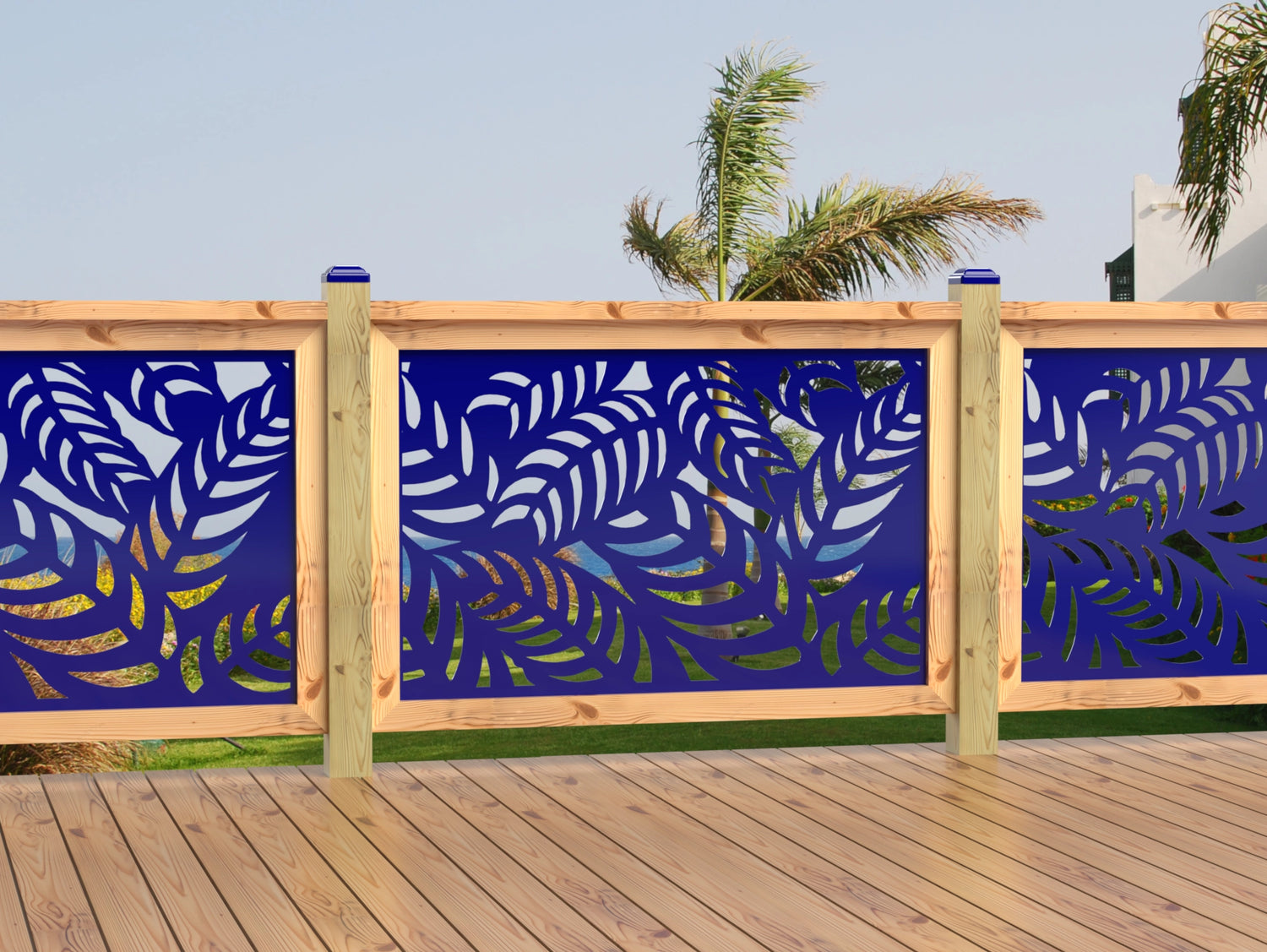 47"x30" - Budding Palm Leaf Pattern Fence/Gate Panel Insert - Madison Iron and Wood