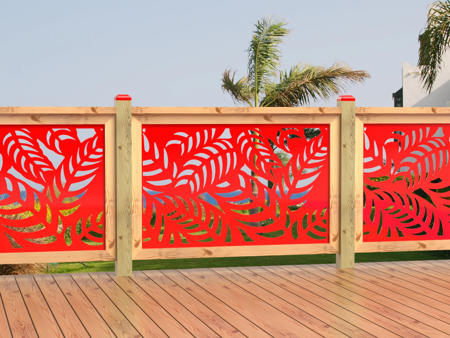 47"x30" - Budding Palm Leaf Pattern Fence/Gate Panel Insert - Madison Iron and Wood