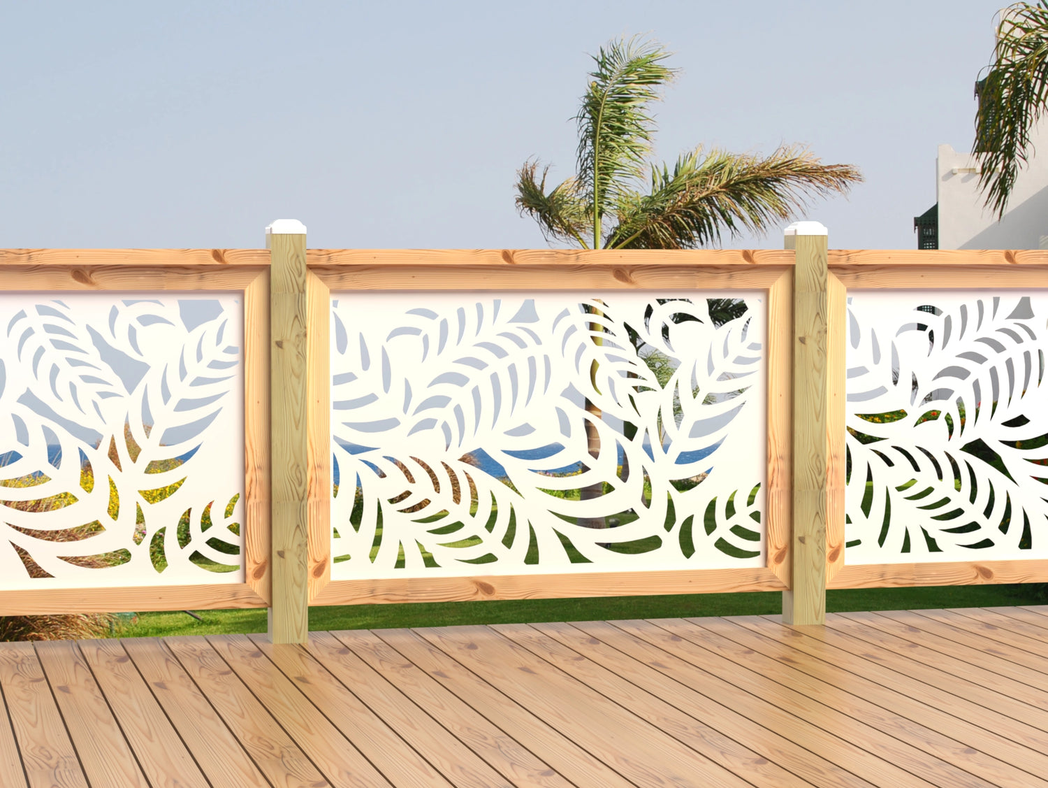 47"x30" - Budding Palm Leaf Pattern Fence/Gate Panel Insert - Madison Iron and Wood