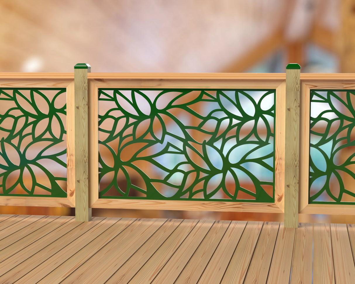 Inserto de panel de barandilla con diseño de hojas