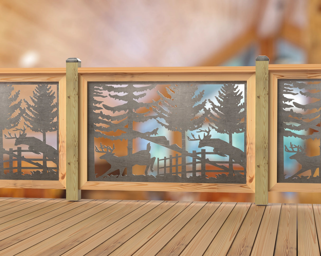 Deer Jumping Scene Railing Panel Insert