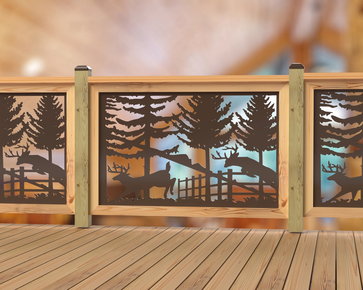 Deer Jumping Scene Railing Panel Insert