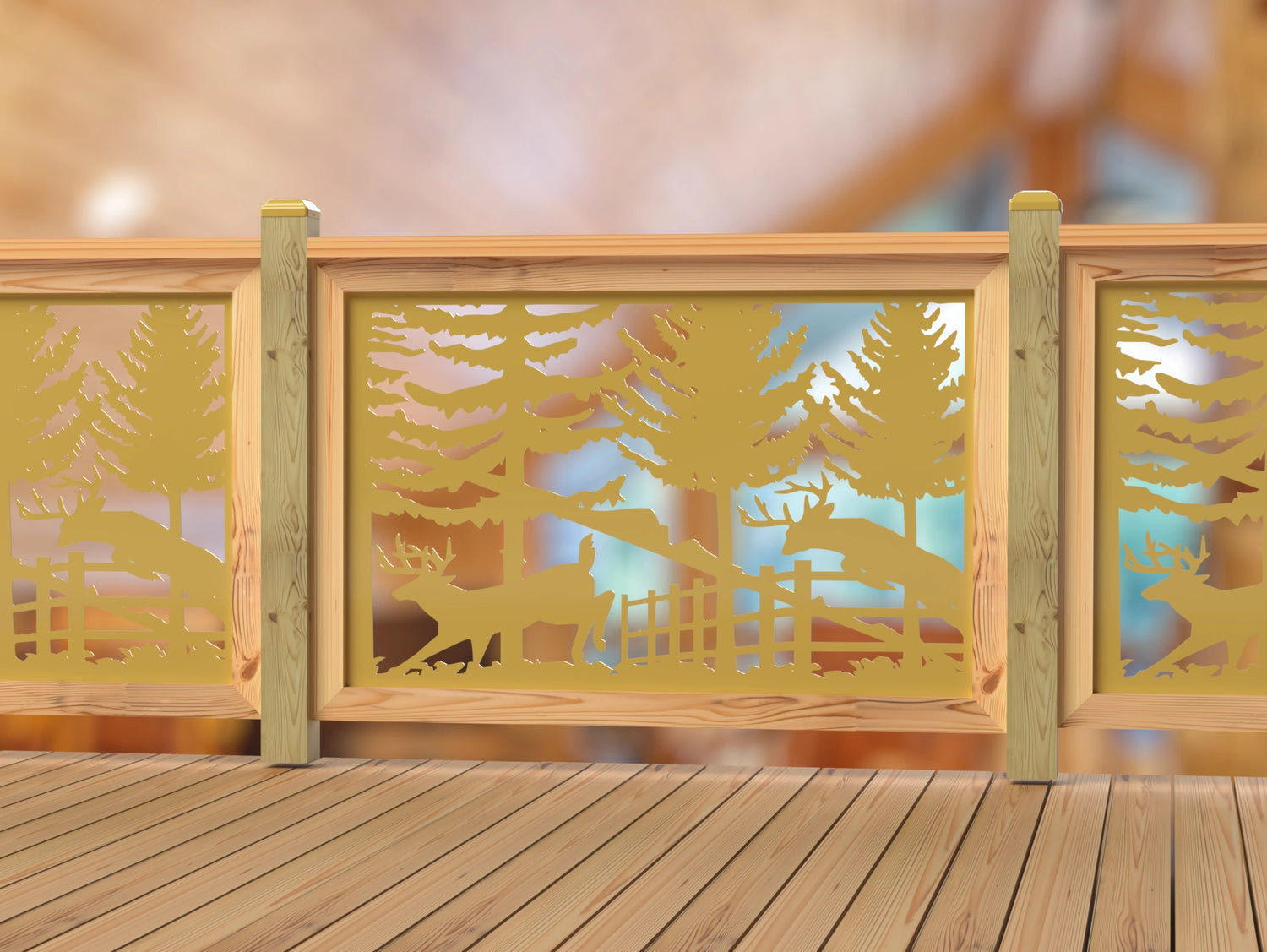 Deer Jumping Scene Railing Panel Insert