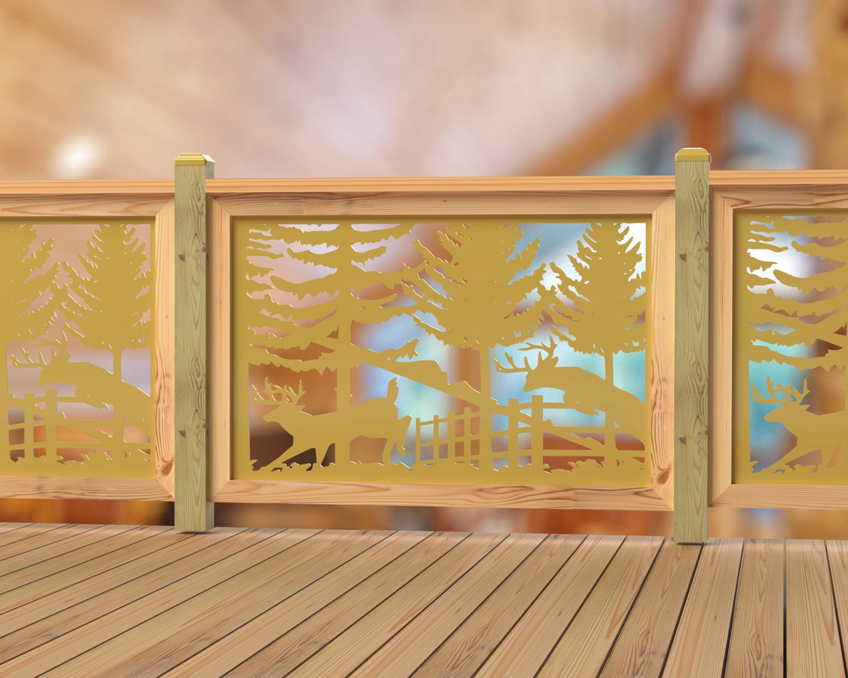 Deer Jumping Scene Railing Panel Insert