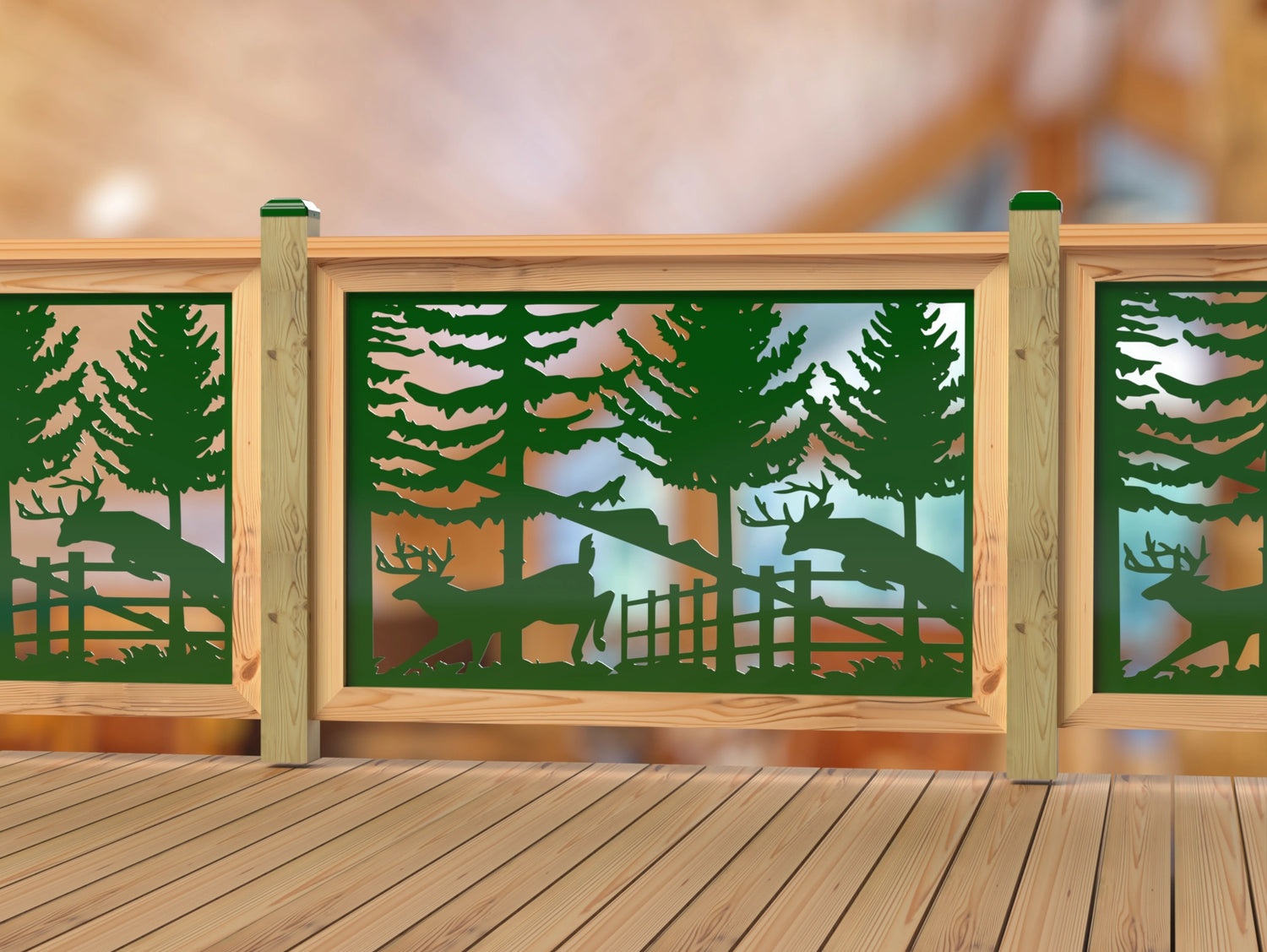 Deer Jumping Scene Railing Panel Insert