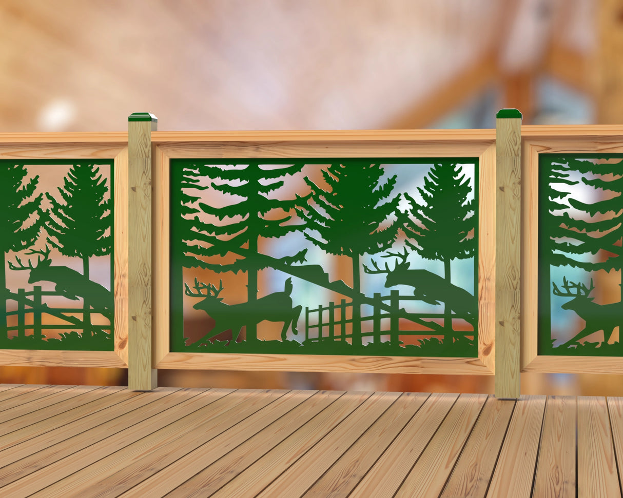 Deer Jumping Scene Railing Panel Insert