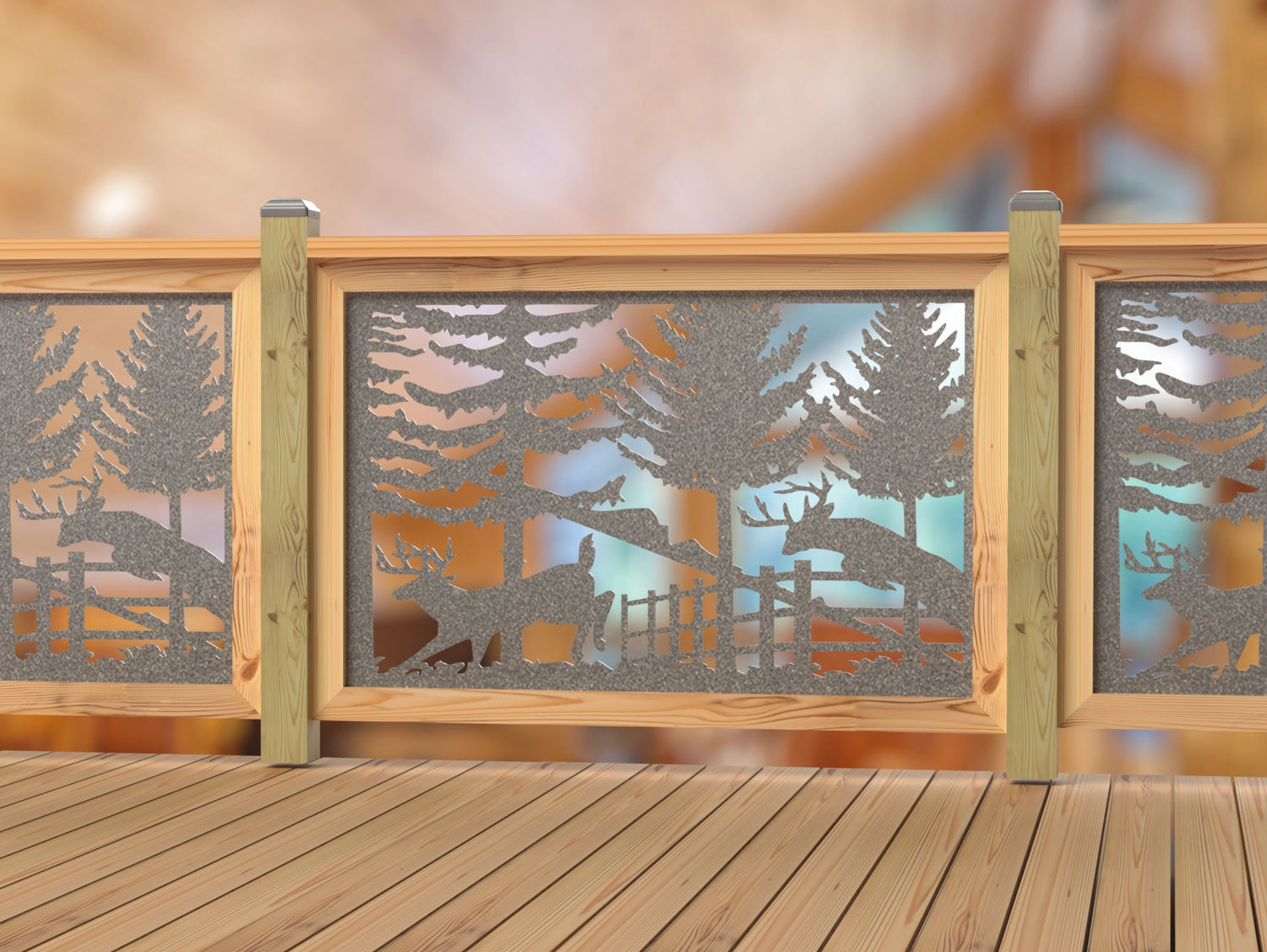 Deer Jumping Scene Railing Panel Insert