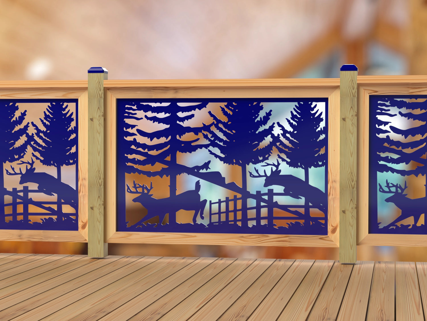Deer Jumping Scene Railing Panel Insert