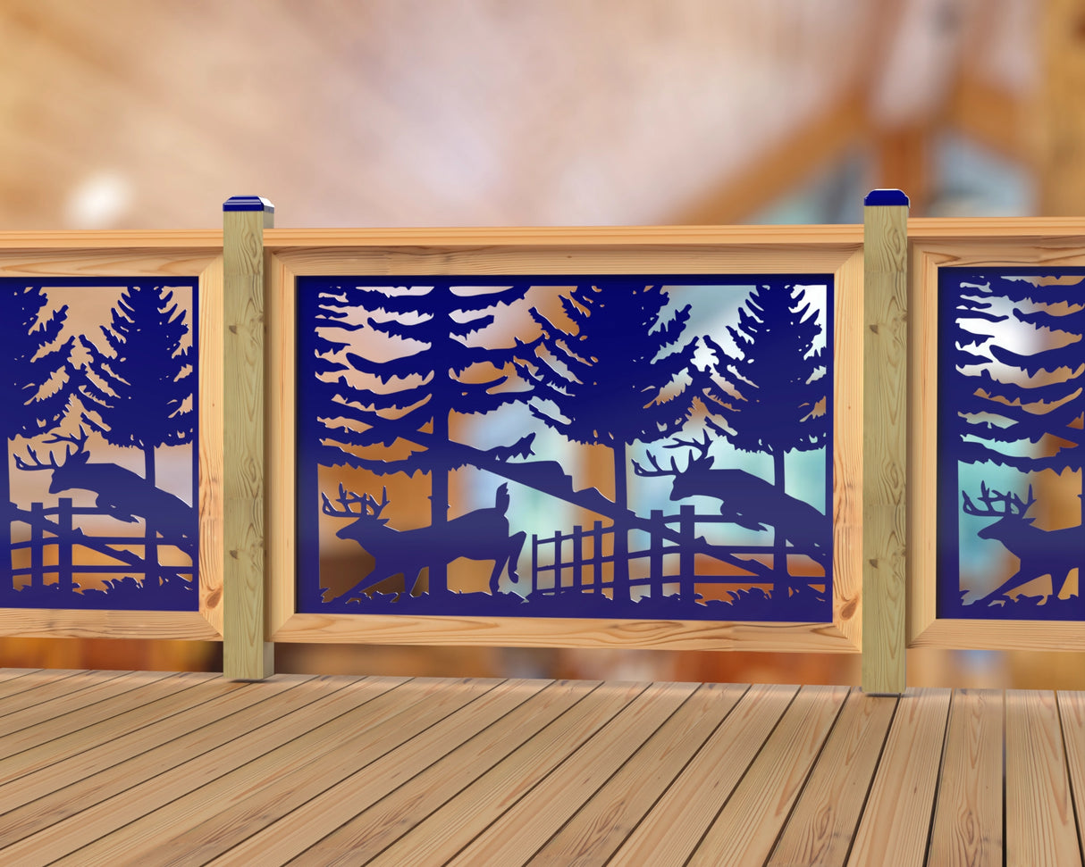 Deer Jumping Scene Railing Panel Insert