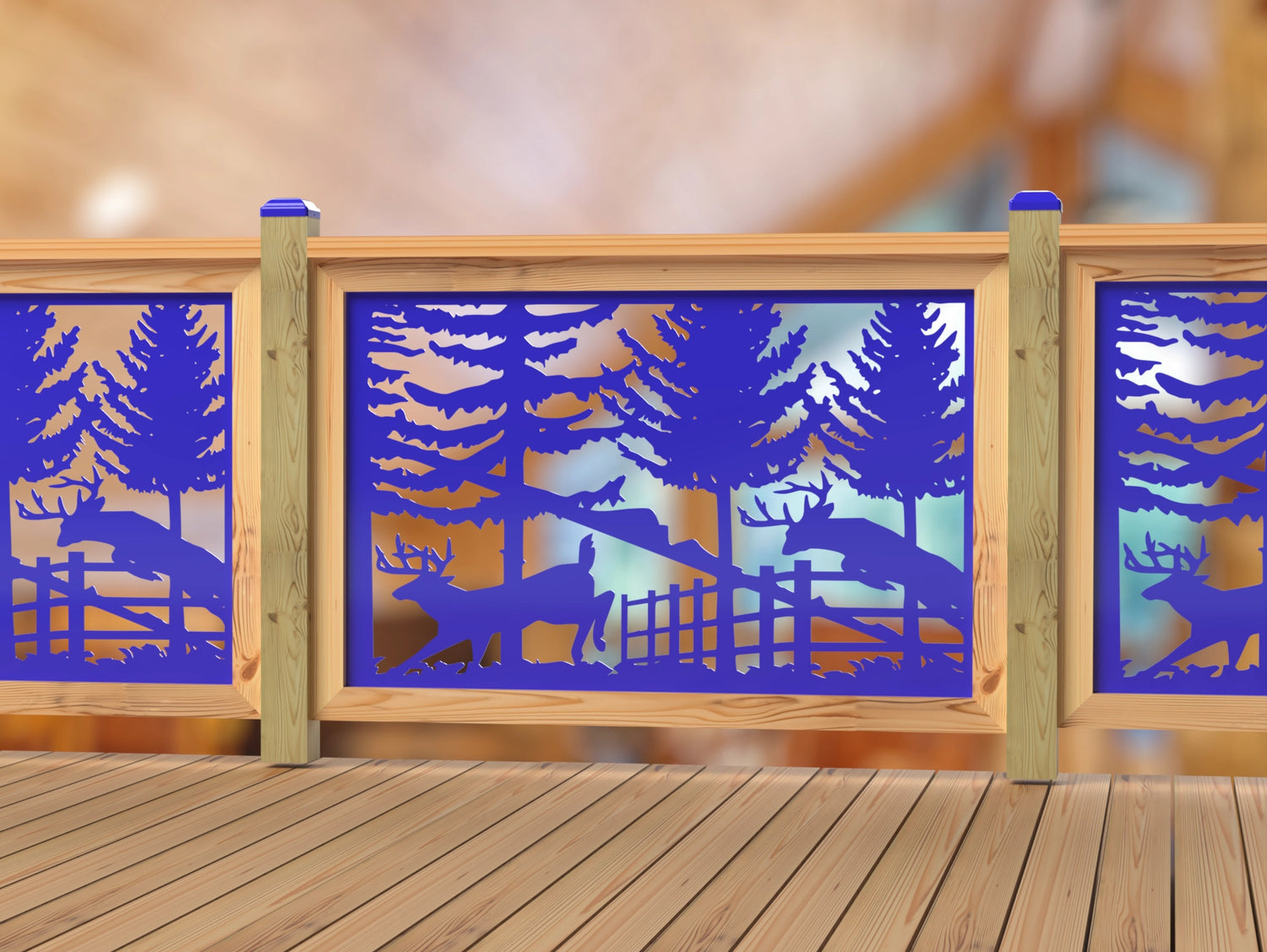 Deer Jumping Scene Railing Panel Insert