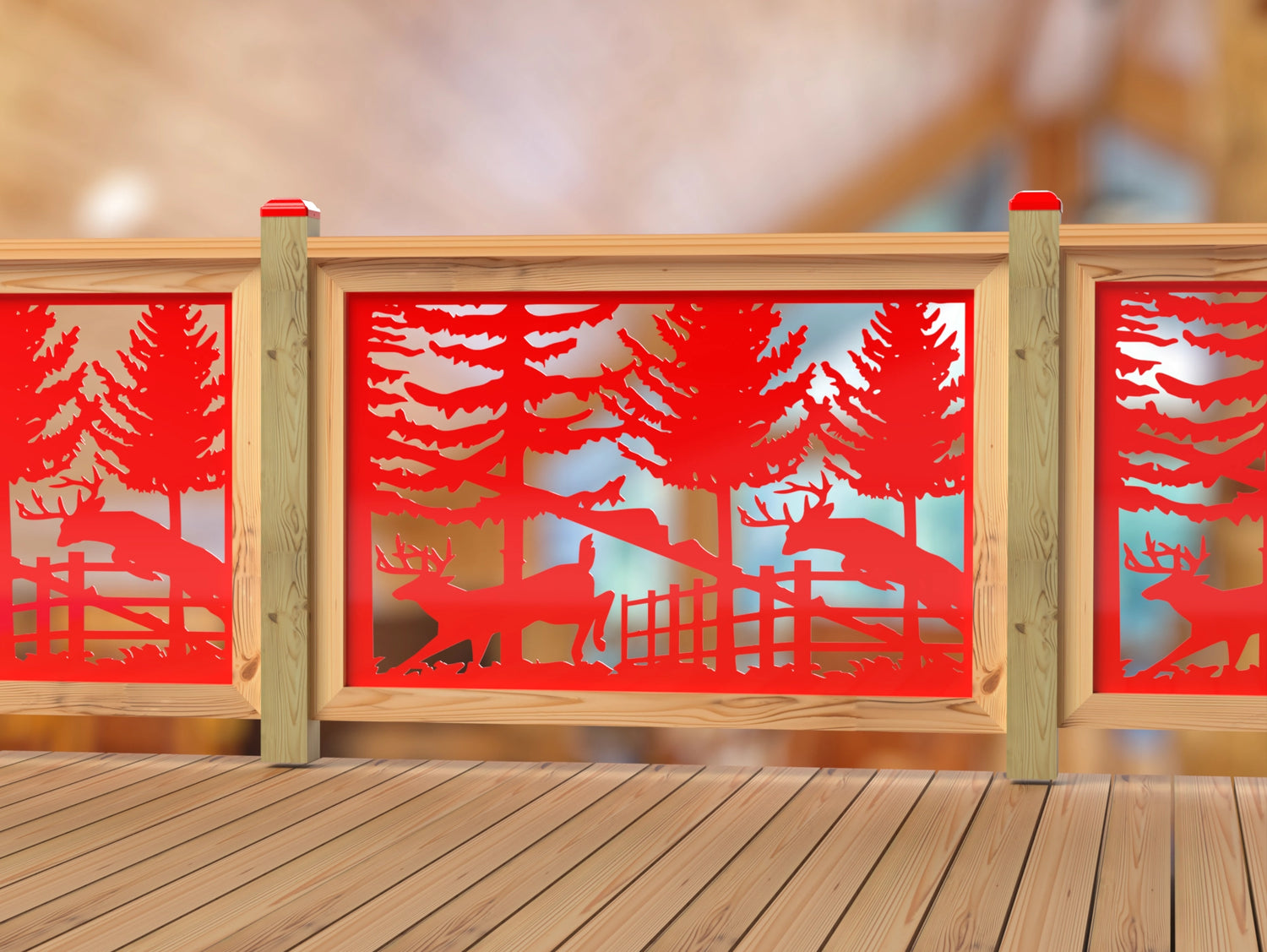 Deer Jumping Scene Railing Panel Insert