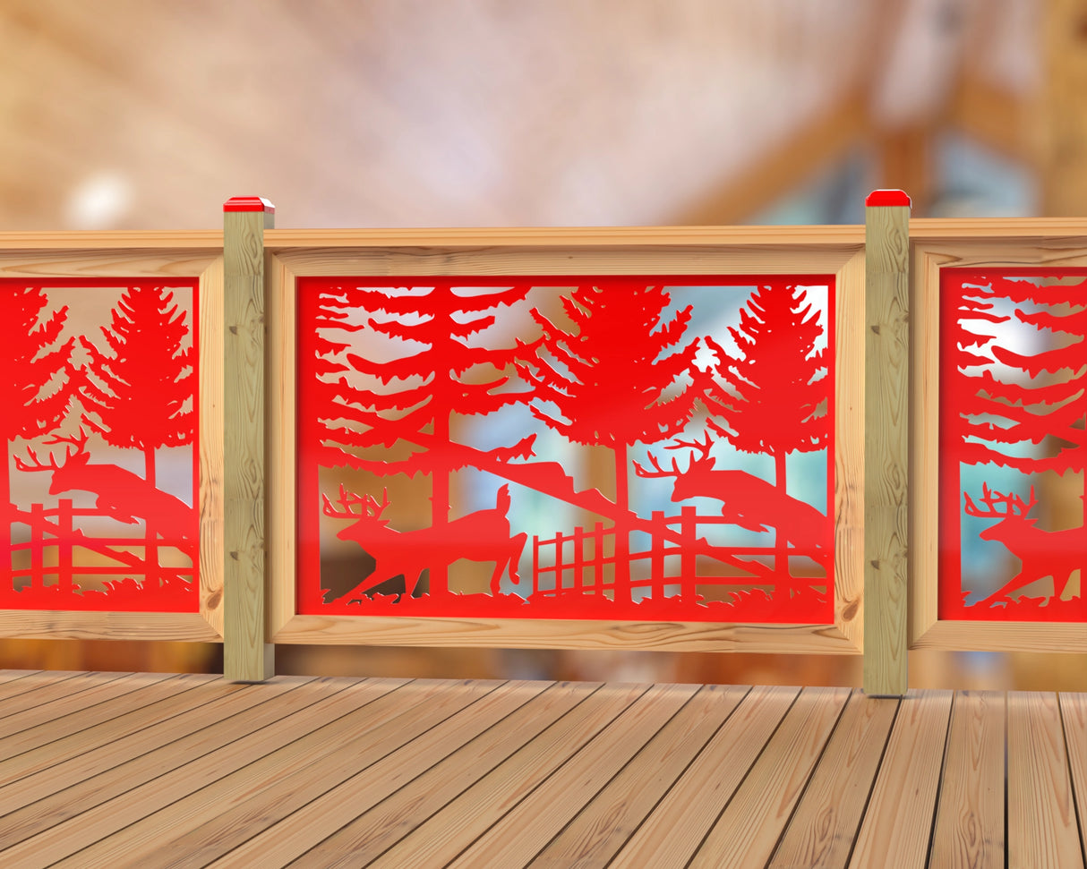 Deer Jumping Scene Railing Panel Insert