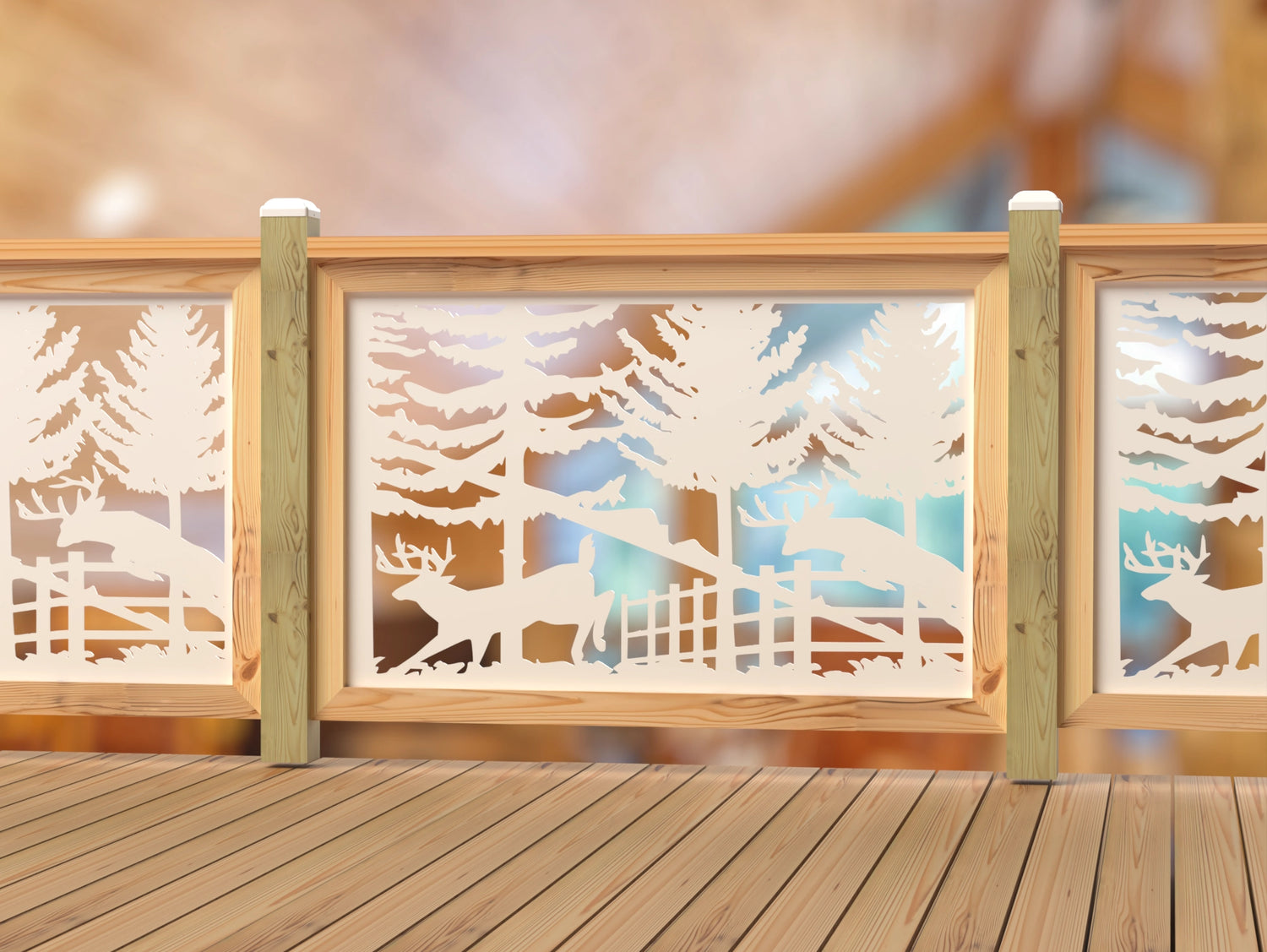 Deer Jumping Scene Railing Panel Insert