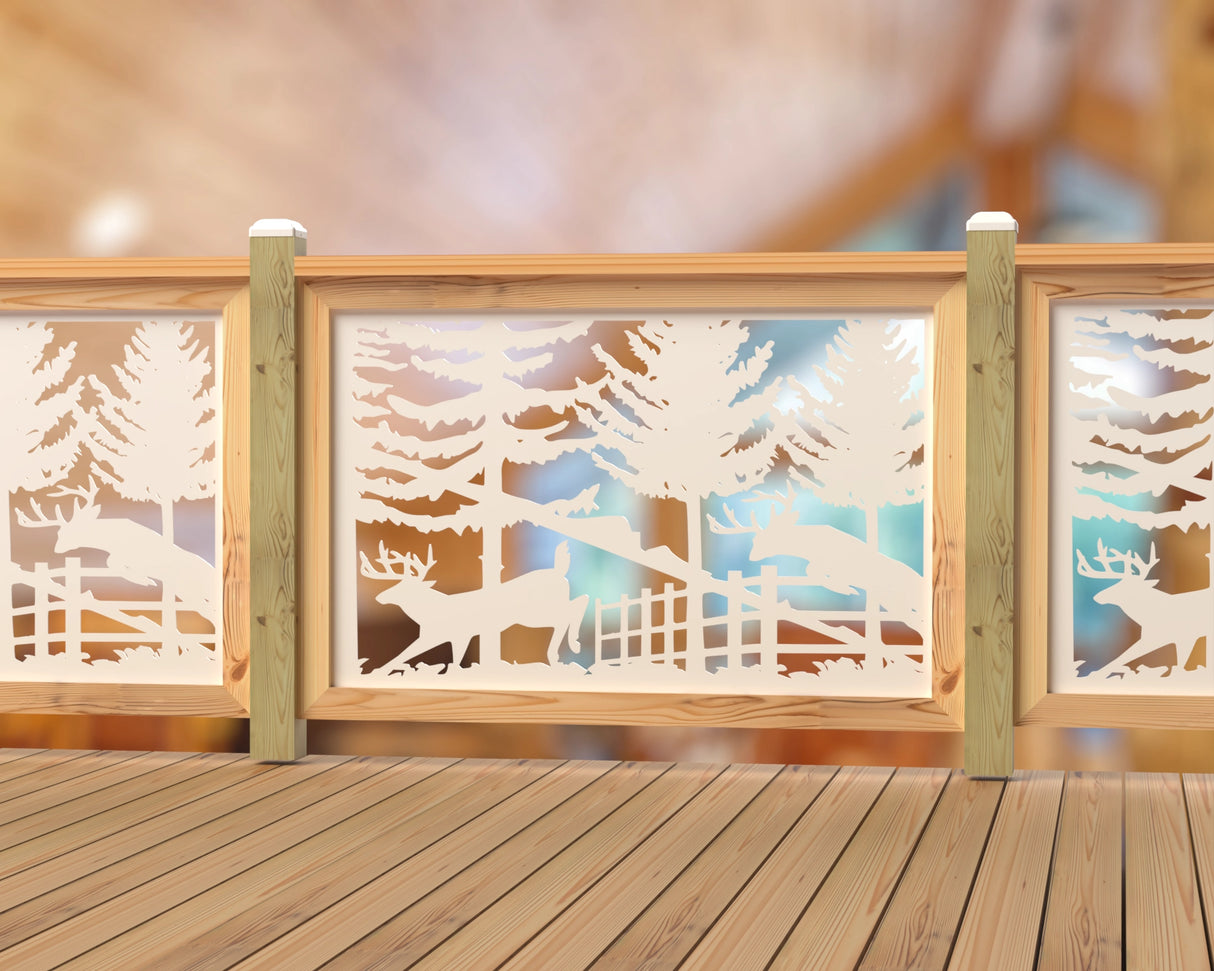 Deer Jumping Scene Railing Panel Insert