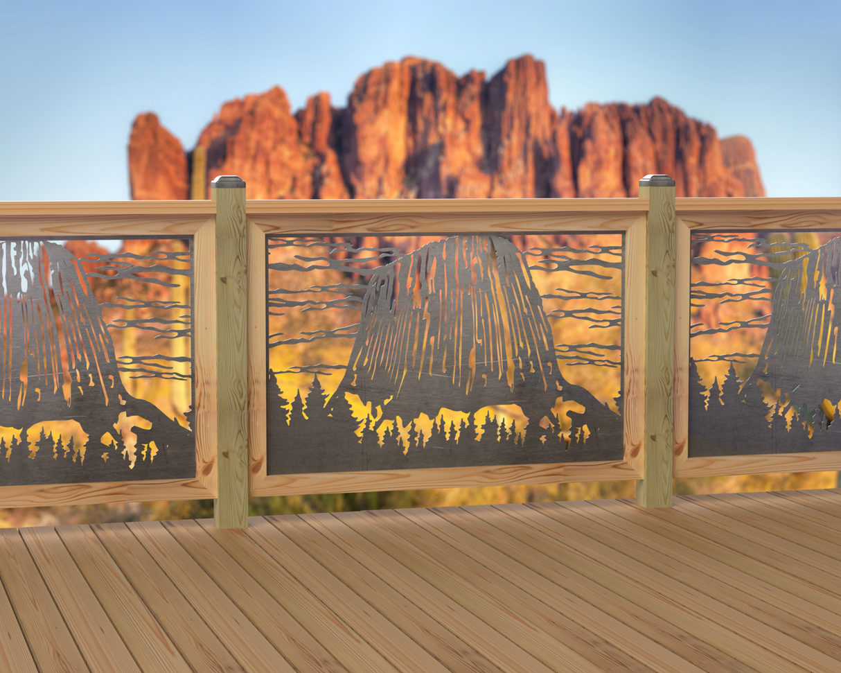 47"x30" - Devils Tower National Monument Fence/Gate Panel Insert - Madison Iron and Wood