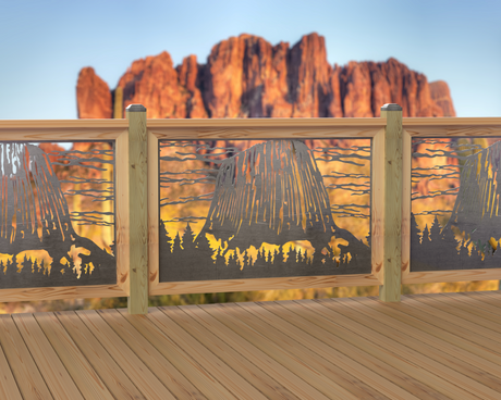 47"x30" - Devils Tower National Monument Fence/Gate Panel Insert - Madison Iron and Wood