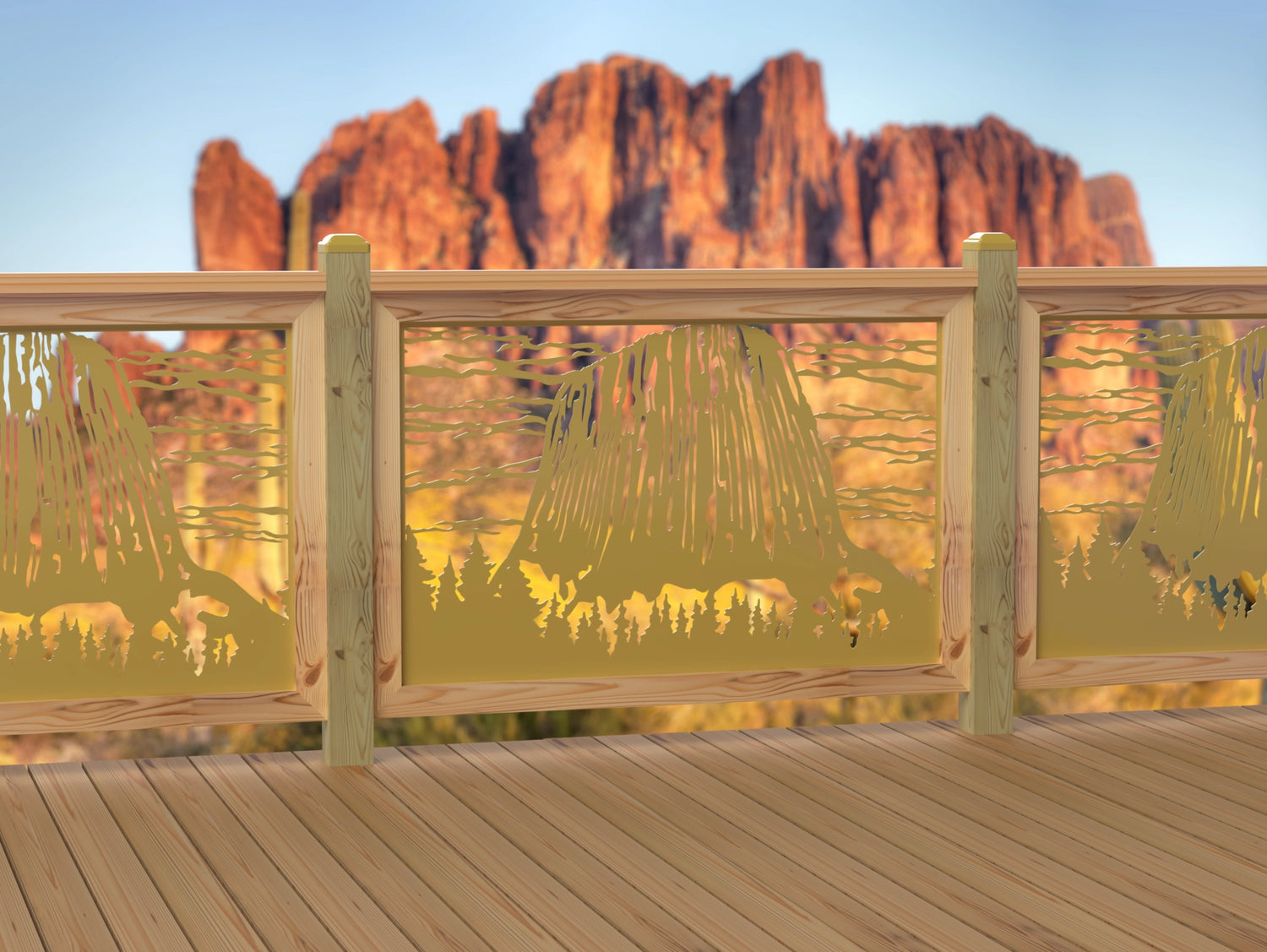 47"x30" - Devils Tower National Monument Fence/Gate Panel Insert - Madison Iron and Wood