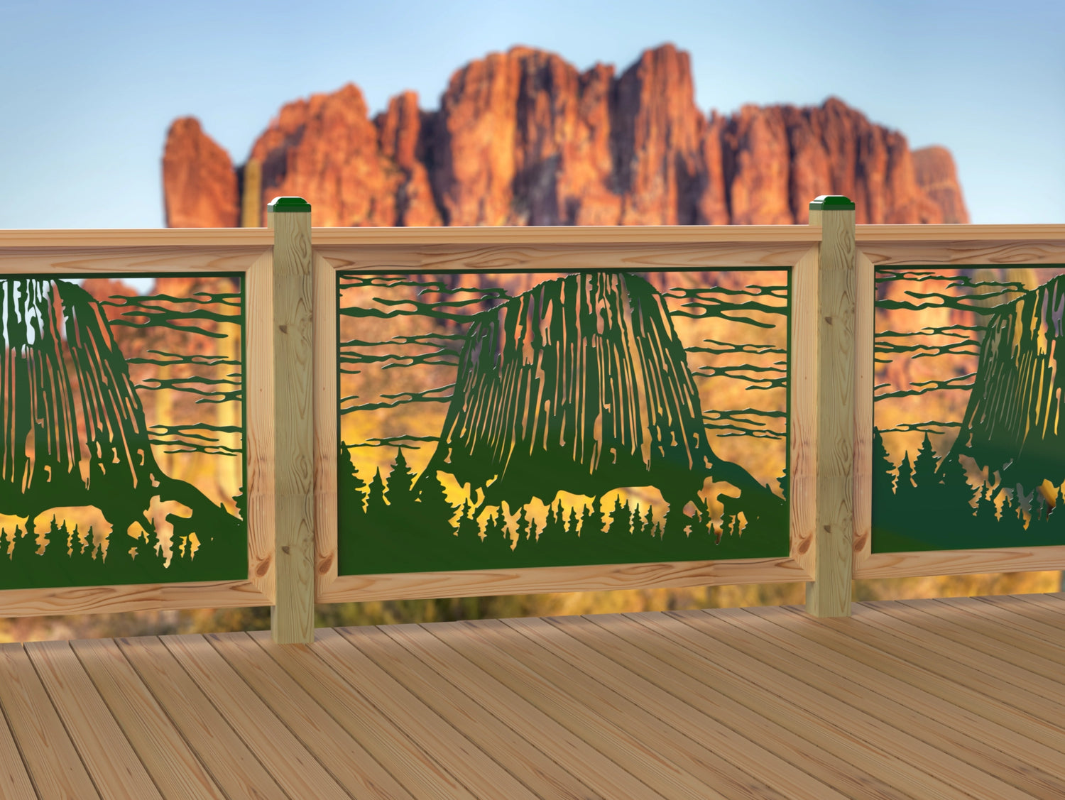 47"x30" - Devils Tower National Monument Fence/Gate Panel Insert - Madison Iron and Wood