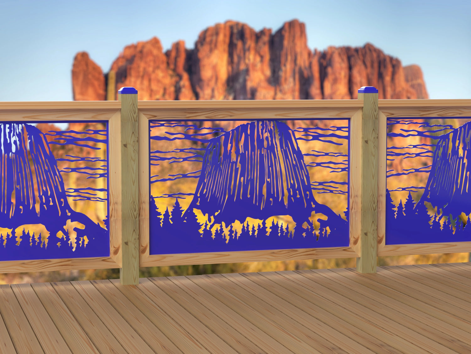 47"x30" - Devils Tower National Monument Fence/Gate Panel Insert - Madison Iron and Wood