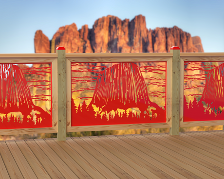 47"x30" - Devils Tower National Monument Fence/Gate Panel Insert - Madison Iron and Wood