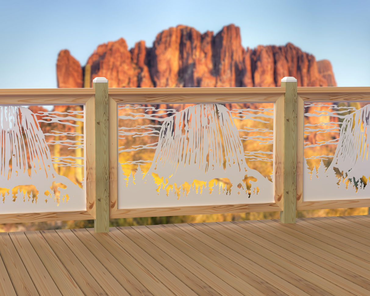 47"x30" - Devils Tower National Monument Fence/Gate Panel Insert - Madison Iron and Wood