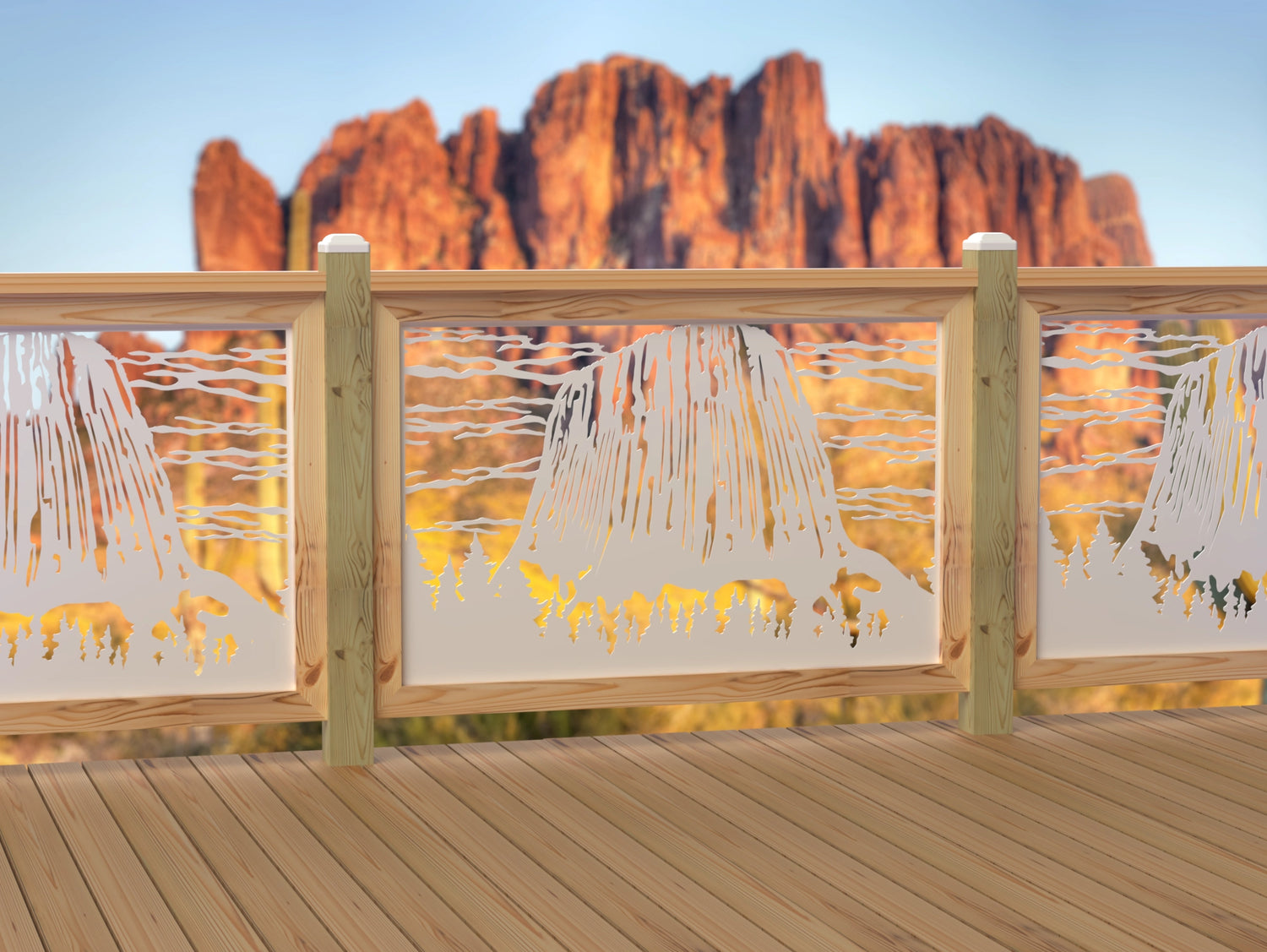 47"x30" - Devils Tower National Monument Fence/Gate Panel Insert - Madison Iron and Wood