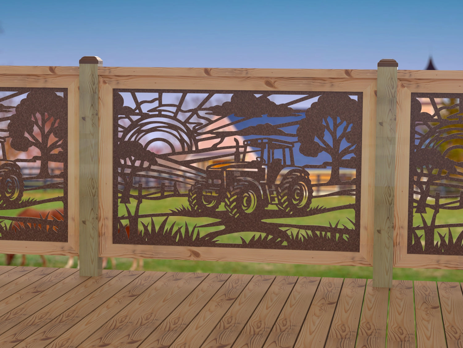 Farm Scene Railing Panel Insert - Madison Iron and Wood