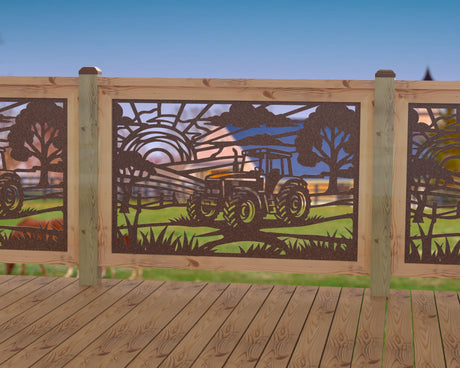Farm Scene Railing Panel Insert - Madison Iron and Wood