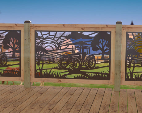 Farm Scene Railing Panel Insert - Madison Iron and Wood