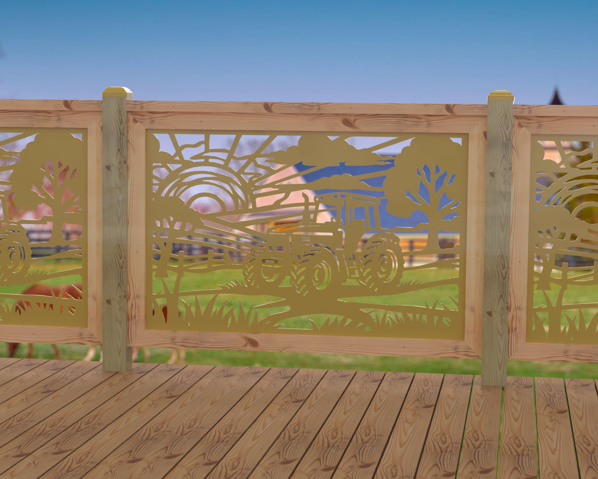 Farm Scene Railing Panel Insert - Madison Iron and Wood